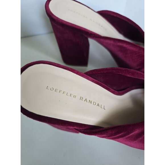 Loeffler Randall Laurel Twist Velvet Burgundy Mule Open Peep Toe Heels Sandals 9 - Picture 10 of 14